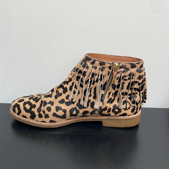 Kate Spade New York Saks Fringe Leopard Betsie Calf Hair Ankle Boots 9 - Picture 4 of 9